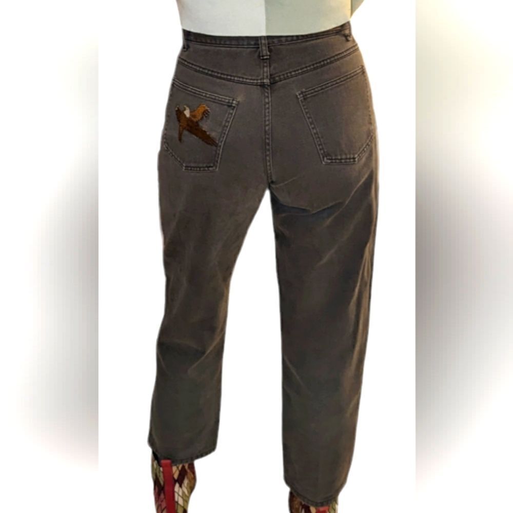 Bill‎ Blass green vintage jeans with eagle patch 🦅